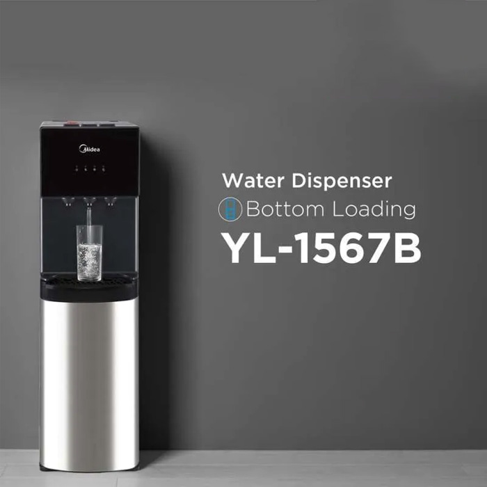Midea Dispenser Standing Galon Bawah Kompresor Low Watt - Hitam - YL1567B | YL 1567 B